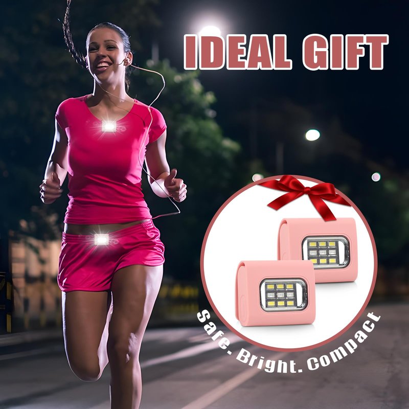 GOANDO Running Lights 2 Pack Safety Jogging LED Light Reflective Running Gear with USB Charging and Strong Magnetic Clip