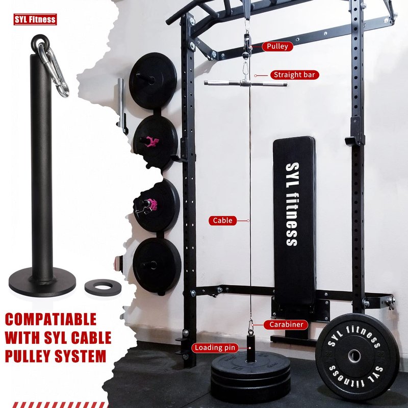 SYL Fitness Loading Pin for 1 inch Standard Weight Plates with Carabiner