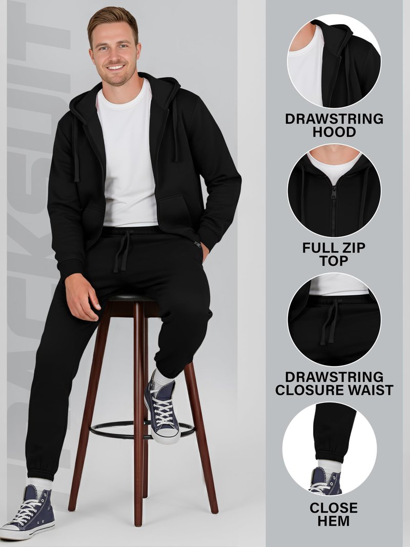 Love My Fashions® Men's Athletic 2 Piece Tracksuit set Plain Casual Sweatsuit Zip up Full Sleeve Jogging Outfit For Men