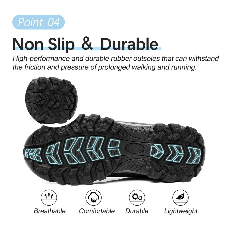 TRAILBLITZ Men's Hiking Shoes Walking Sneakers Outdoor Workout Footwear Non Slip Comfortable Lightweight Breathable Trekking Backpacking Trail Running (11 Men,BlackGray)