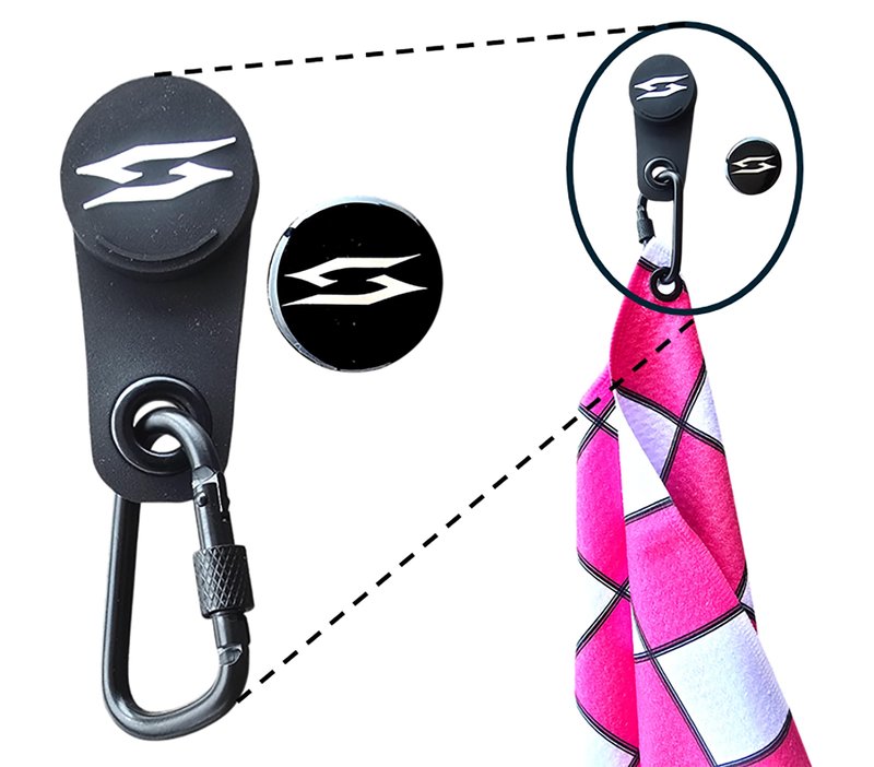 Scale Wear Design CaddyMag Magnetic Golf Towel with Carabiner & Ball Marker – Get A Towel with Powerful 15lb Magnetic Attachment for Golf Carts and Golf Clubs Putter