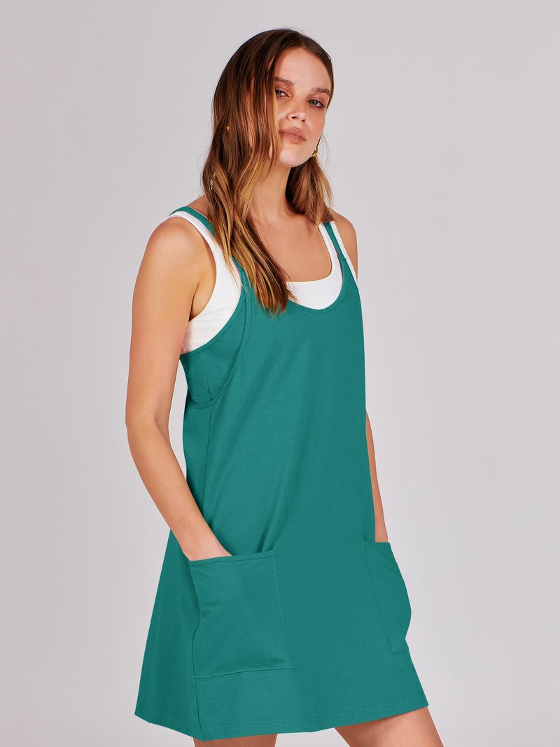 ANRABESS Women Athletic Dress Summer Tennis Workout Active Sports Mini Romper Dress Built in Shorts Travel Vacation Clothes Teal Small
