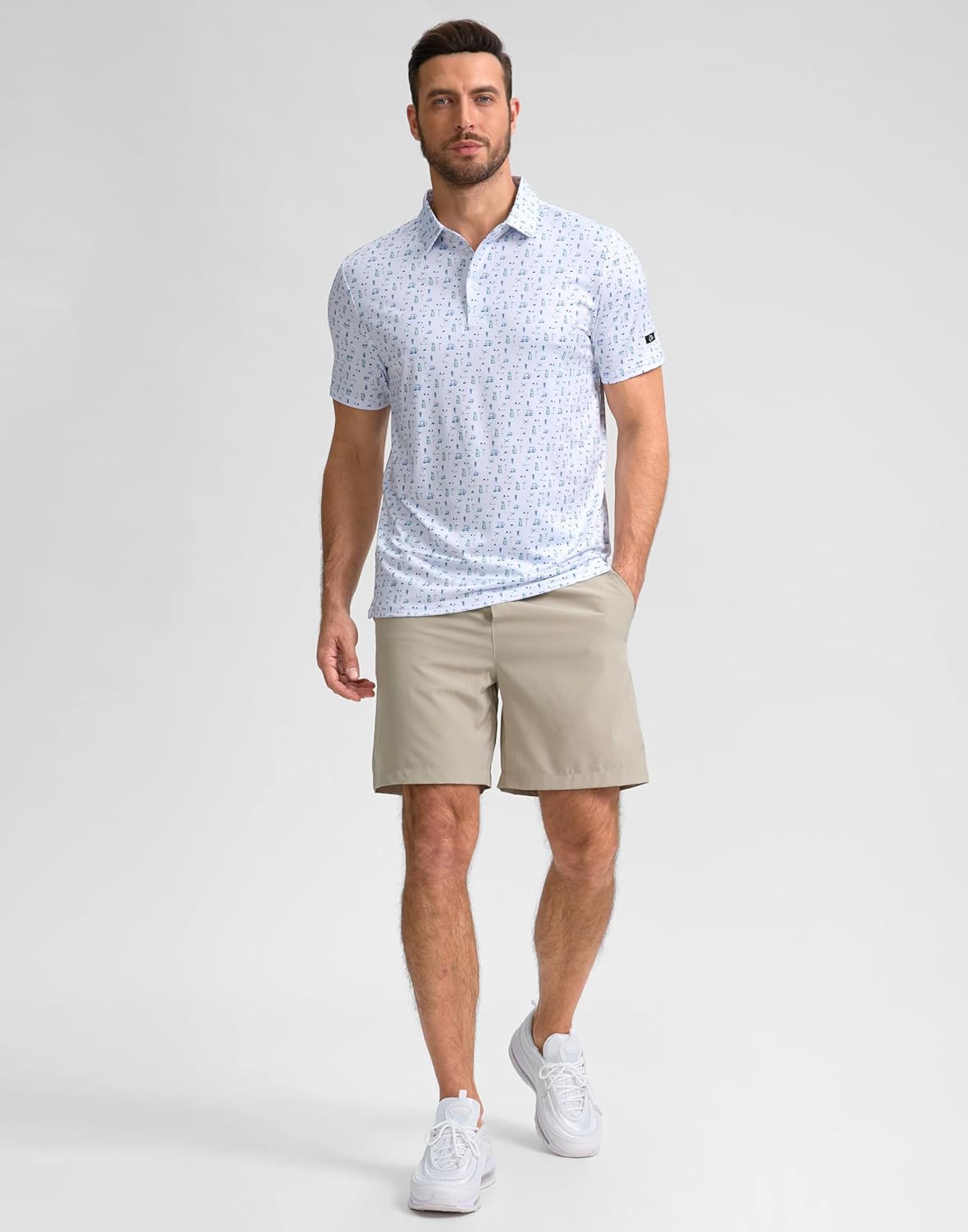 Men's Golf Polo Shirt - Short Sleeve Dry Fit Moisture-Wicking Casual Print | Performance Activewear