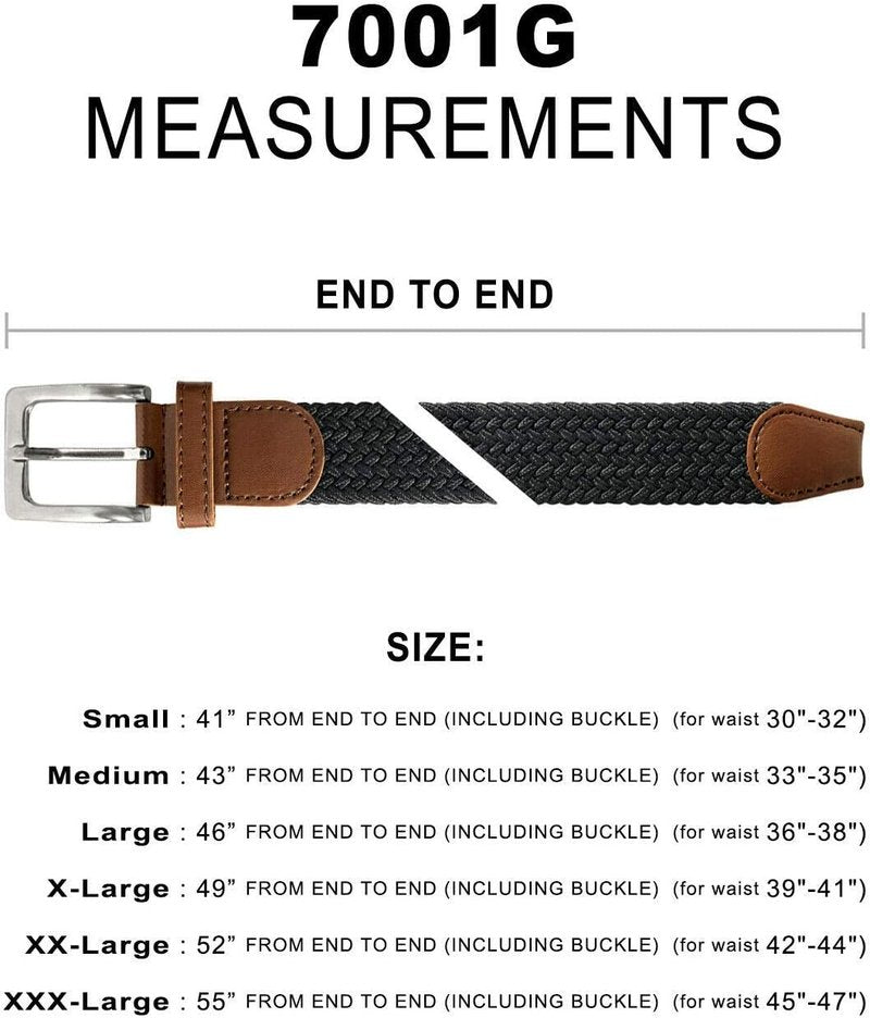 Braided Elastic Stretch Belt - Casual Woven Canvas Golf Belt | 1-3/8" Wide