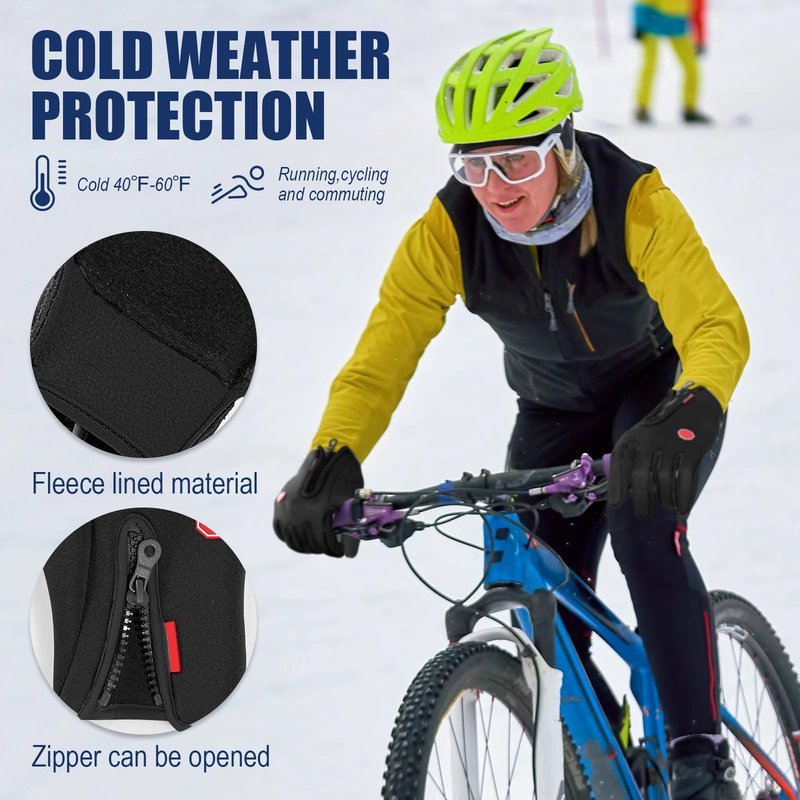 Zhanmai 3 Pairs 3/6 Pairs Outdoor Winter Touchscreen Gloves Windproof Waterproof Thermal Gloves for Running Hiking for Men Women (Medium,Black,Purple,Pink)