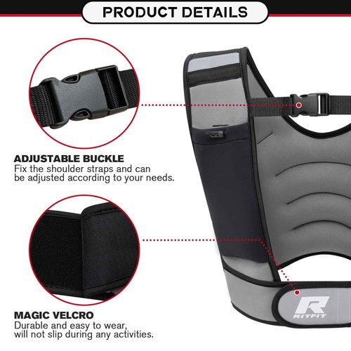 RitFit Weighted Vest, 4lb/8lb/10lb/12lb/15lb/20lb Weight Vest with Reflective Stripes, Weight Vest Adjustable for Women and Men Workout, Strength Training, Running, Fitness, Jogging, Walking