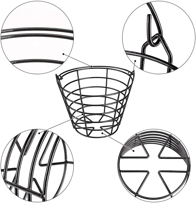 10L0L Golf Ball Bucket Metal Material, Golf Ball Basket Container with Handle, Bucket Holds 50 Balls - Black (Balls NOT Include)