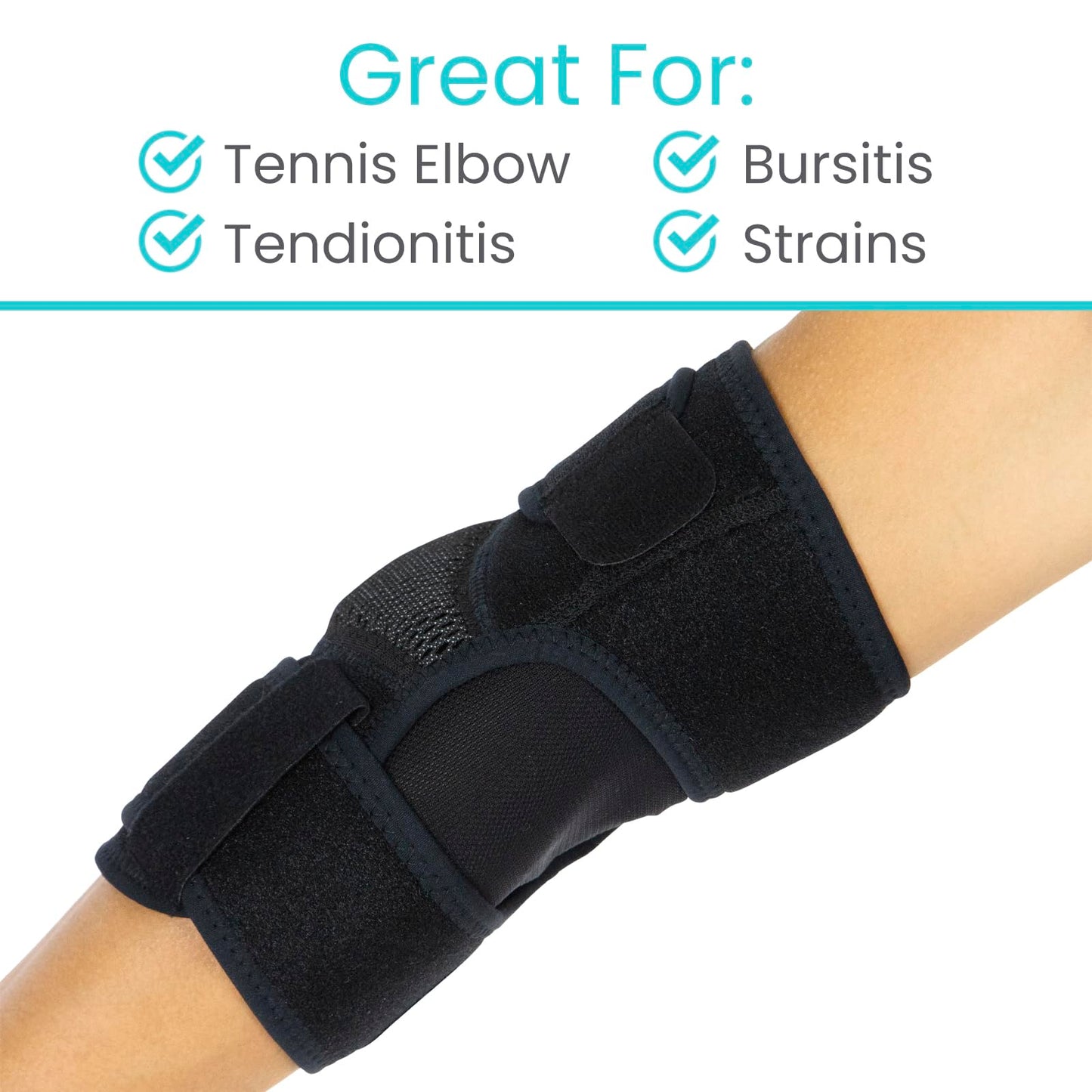 Vive Elbow Brace - Tennis Compression Sleeve - Wrap for Golfers, Bursitis, Left or Right Arm - Tendonitis Support Strap for Golf, Men and Women - Epicondylitis and Sports Recovery