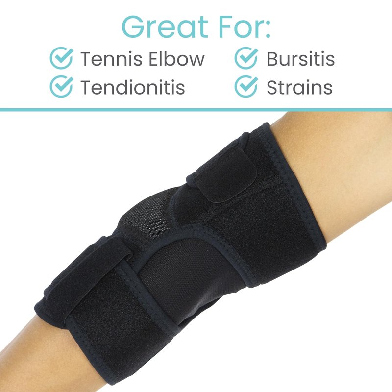 Vive Elbow Brace - Tennis Compression Sleeve - Wrap for Golfers, Bursitis, Left or Right Arm - Tendonitis Support Strap for Golf, Men and Women - Epicondylitis and Sports Recovery