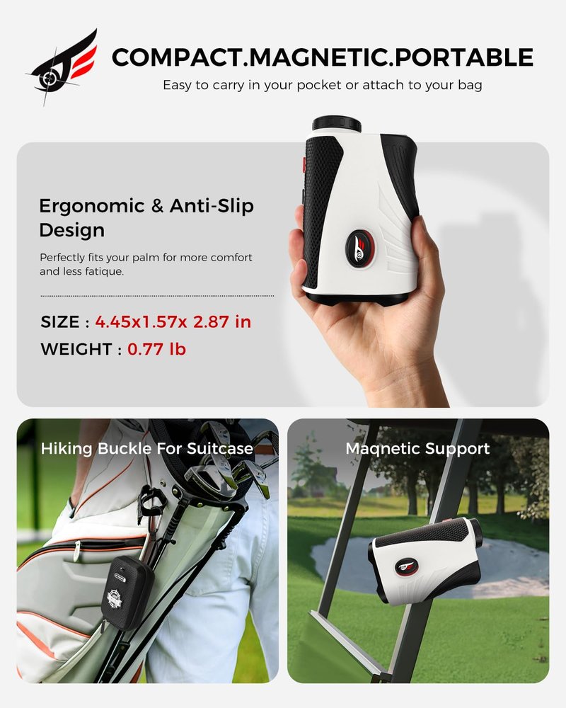 VyKure Golf Rangefinder with Slope - 1200 Yards Laser Range Finder with Flag Pole Locking Vibration, 7X Magnification rangefinder with Magnet Stripe