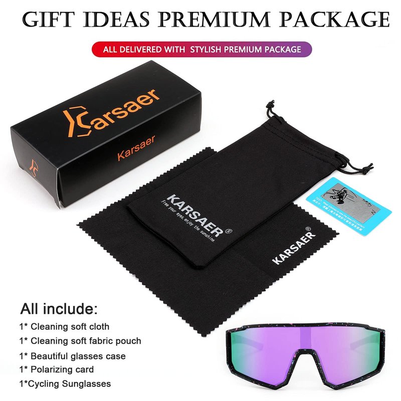 Karsaer Vision Polarized Cycling Riding Glasses Sports Sunglasses Men Women for Moutain Baseball MTB Bicycle