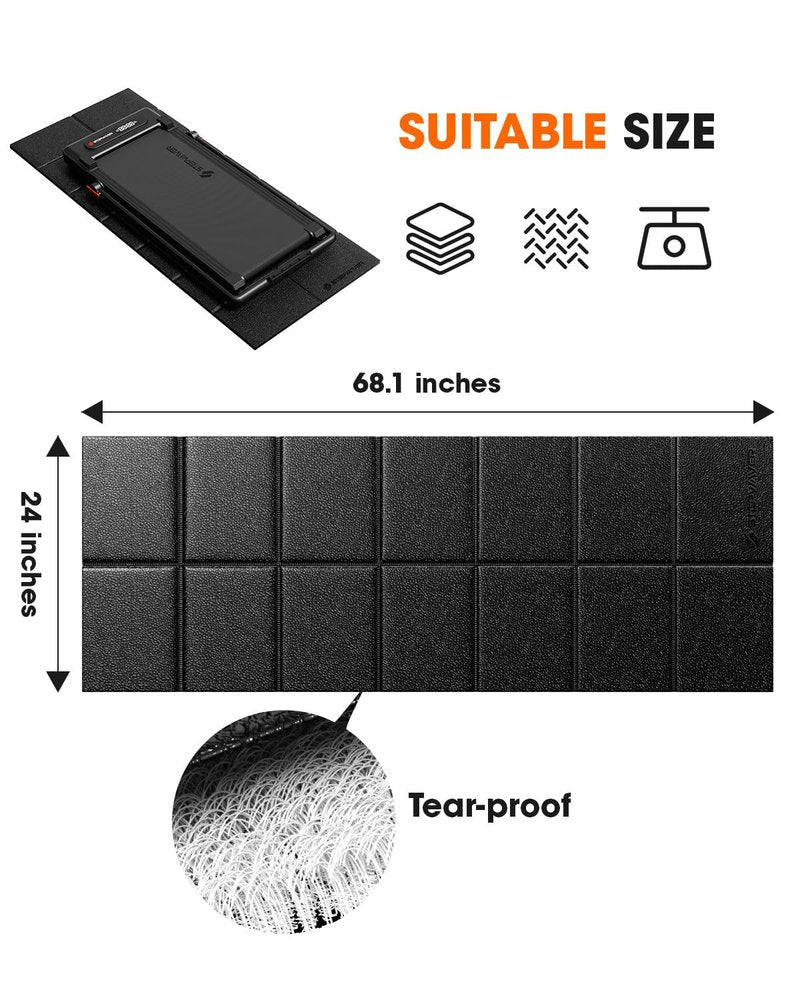 Stepwaver Walking Pad Mat for Carpet Floor, 68"x24", Treamill Mat for Hardwood Floors, High Density, 1/4 Thickness, Folable, Floor Protection Mats for Bike, Elliptical, Treadmill