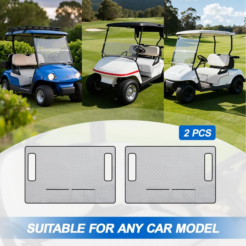 Gilprop 2 Pcs Grey Golf Cart Seat Covers, 51"x 31" Cool and Sweat Absorption Golf Cart Seat Towel Blanket with 4 Front Pockets & Nonskid Pocket and Nonskid Bottom for Home, Party