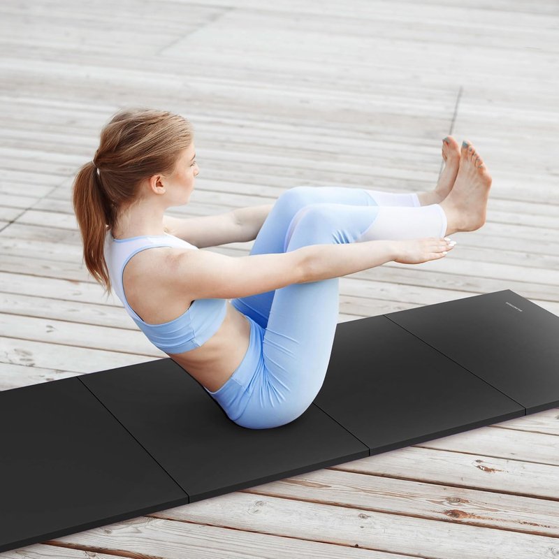 BalanceFrom 6x4 Feet Folding Gymnastics Mat - 2-Inch Thick Vinyl Pad for Tumbling, Yoga & Home Workouts