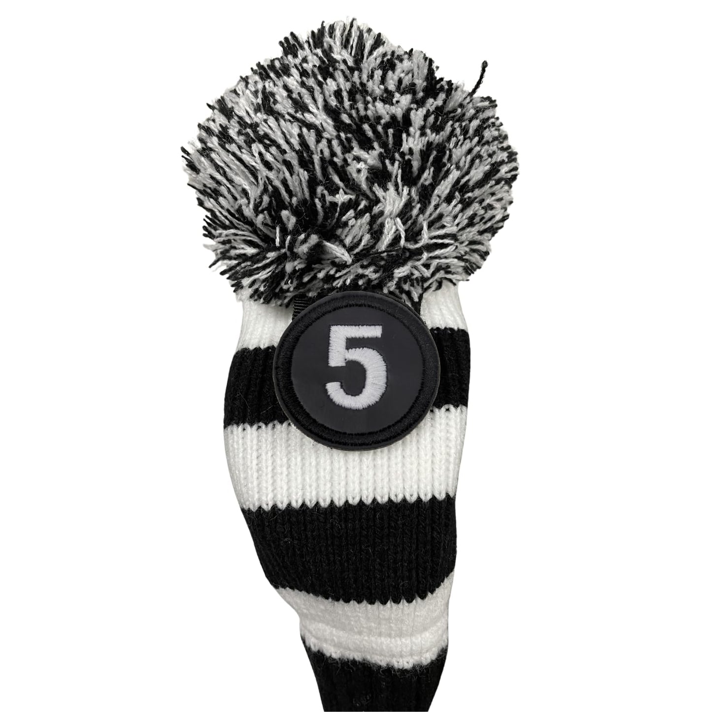 Majek #4 & 5 Hybrid Combo Pack Rescue Utility Black and White Golf Headcover Knit Pom Pom Retro Classic Vintage Head Cover