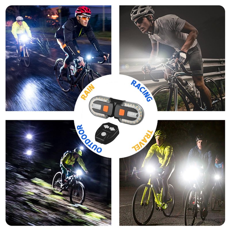 Bike Turn Signals, Bicycle Turn Signals Back with Wireless Remote Control, Rechargeable LED Rear Bike Light, IPX44 Waterproof Bike Safety Light for Night