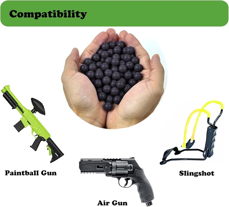 50 Cal Ammo Balls - Solid Nylon Projectiles for Umarex T4E TR50 HDP50 HDR50 | Reusable Black Training Balls