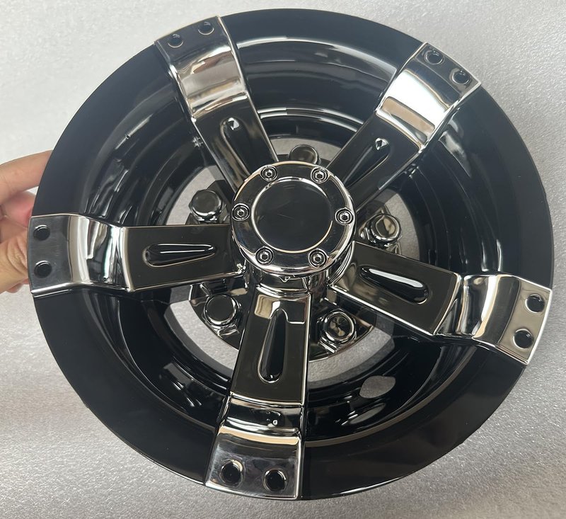 Golf Cart 8" Wheel Covers Hub Caps W/Chrome Spokes for EZGO Cub Car Yamaha Golf Cart Package(Set of 4pcs
