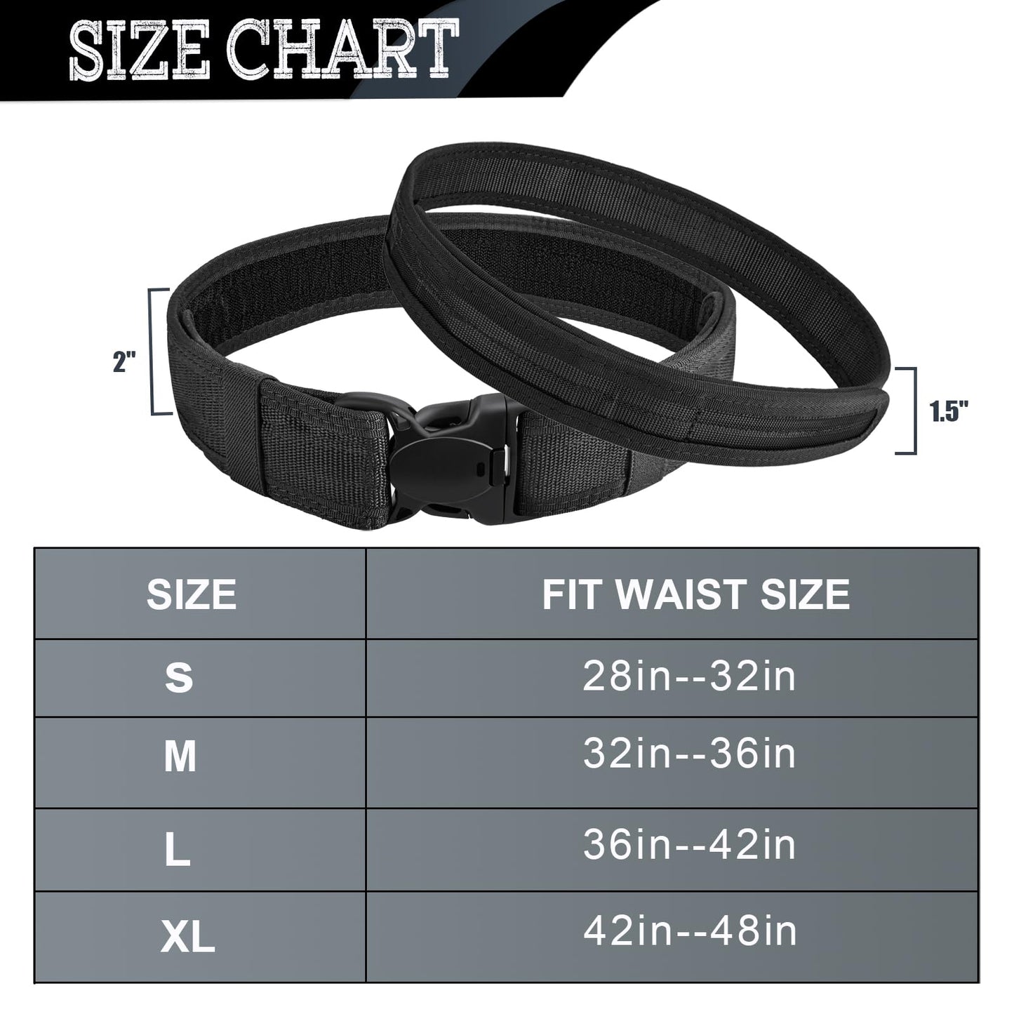MOZETO Duty Belt, 2" Police Security Nylon Duty Belts Law Enforcement Officer with 2 Key Holder and 4 Belt Keepers