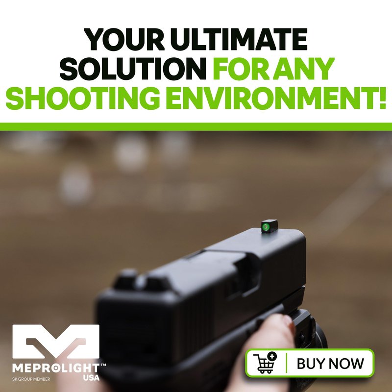 Meprolight Mepro Hyper-Bright Tritium Day/Night Sights - Tritium Powered Fixed Pistol Optic, No Battery Required, Glock Standard Frame, Orange Ring