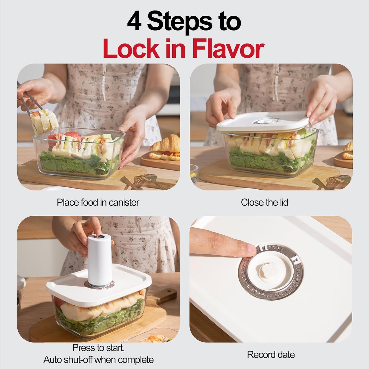 Compact Vacuum Sealer - Powerful Handheld Food Sealer with 3 Glass Containers & 10 Reusable Bags | Ideal for Kitchen Meal Prep & Travel