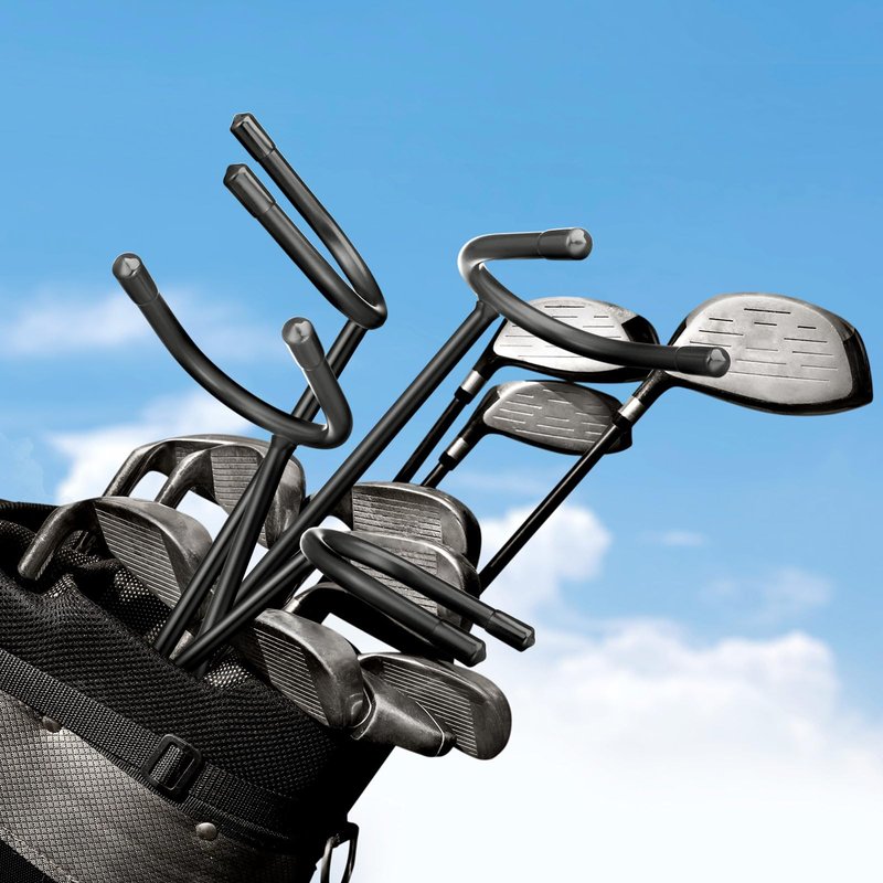 Silipull 2 Pcs U Shaped Golf Holder Keeps Your Clubs Clean Dry and Visible Soft Rubber Covered Metal Protects Your Clubs Bag Easy to Carry (Black)