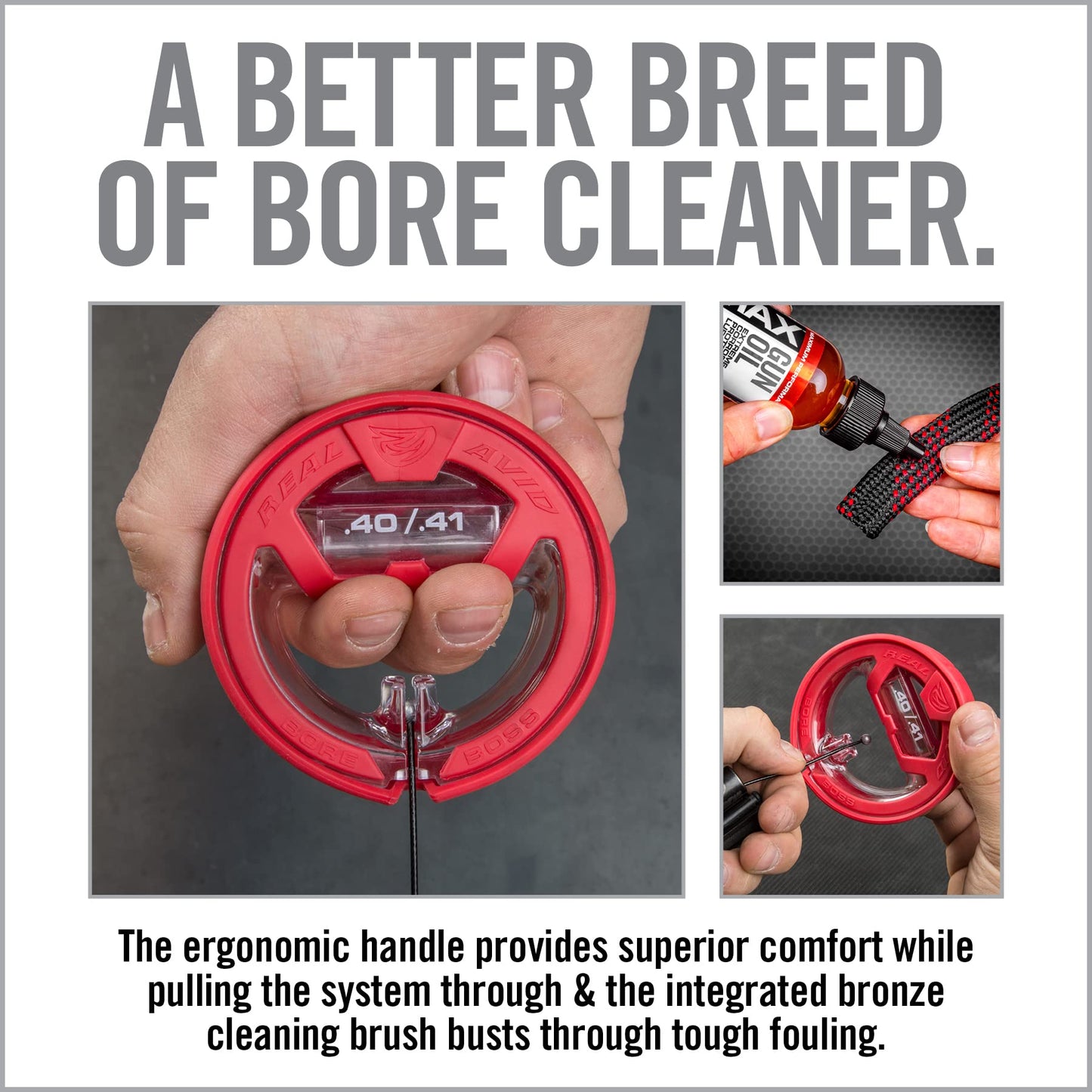 Real Avid Bore Boss Gun Cleaning System | Rapid Pull Through Barrel & Bore Cleaning Cable with Integrated Brush & Mop for Quick & Mess Free Gun Cleaning