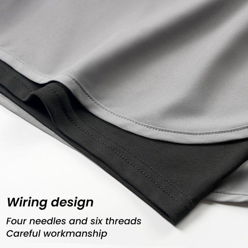 3-Piece Men's Running Shorts - Breathable Quick-Drying Sports Shorts with Night Reflective Strips (L) Black