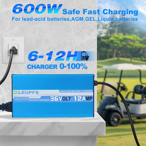 ELEUPFS 12 Amp 36 Volt Golf Cart Battery Charger, Compatible with EZGO Club Car/Yamaha Golf carts, 3-Year Warrnaty, Crowfoot Plug, 6-12H Full Charge with Upgrade Trickle Charge, Protected Battery