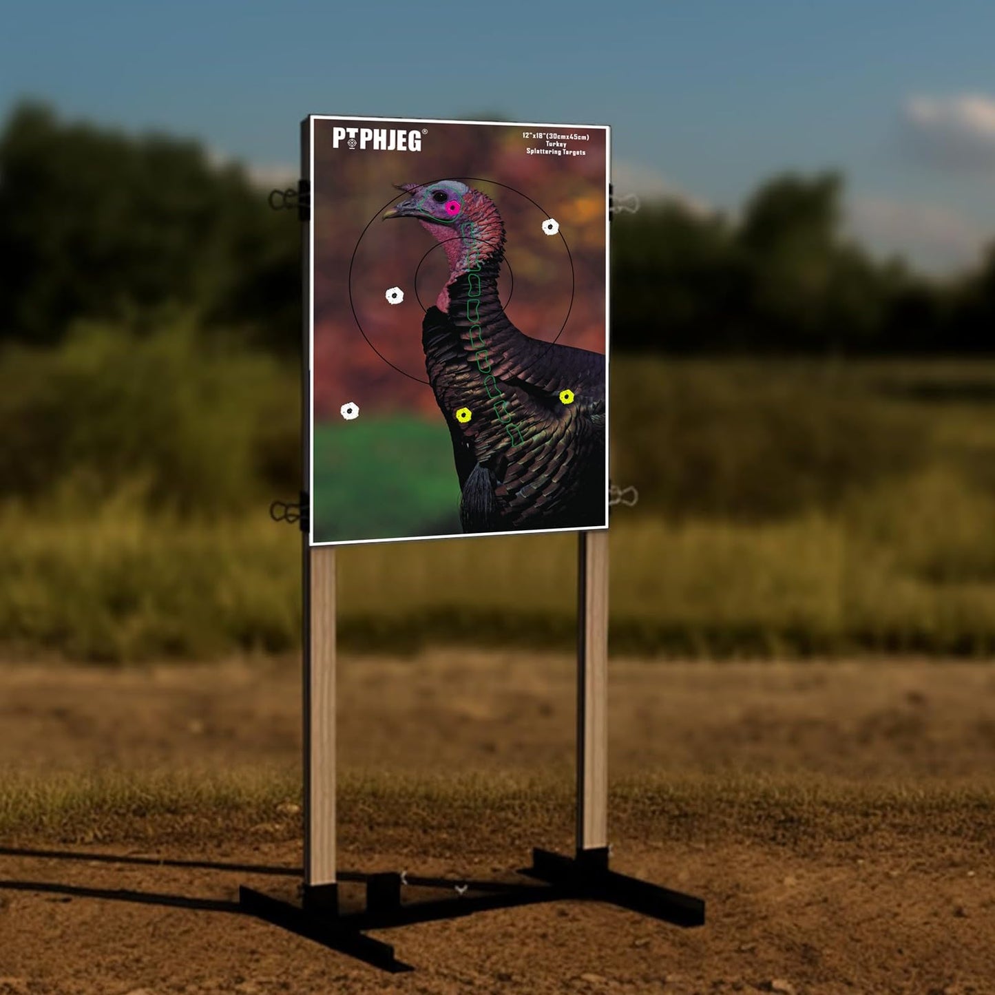 PTPHJEG 12" x 18" Small Game Animal Targets & Reflective Turkey Targets - Photo-Realistic Instant Splatter Shot Targets - for All Guns and calibers - 50 Pack