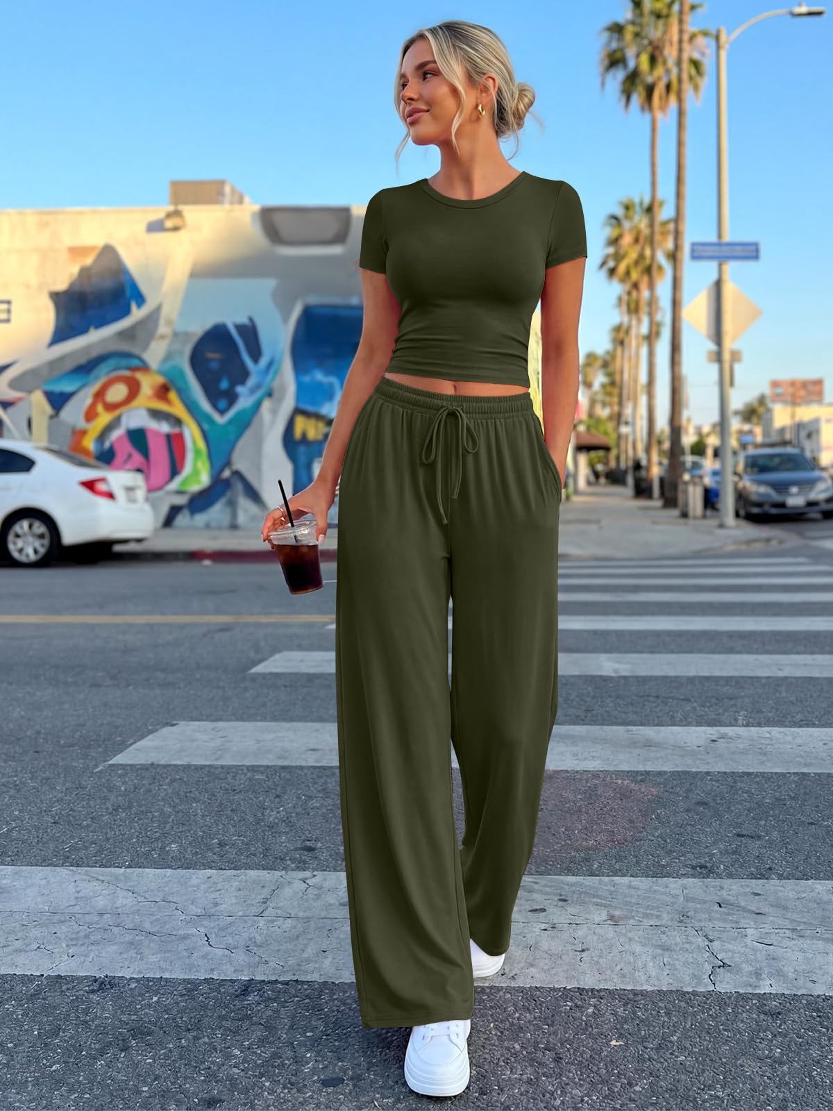 Trendy Queen Womens Petite 2 Two Piece Set 2026 Summer Workout Beach Vacation Cruise Gym Clothes Spring Fashion Lounge Matching School Comfy Airport Travel Outfit Athleisure Clothing