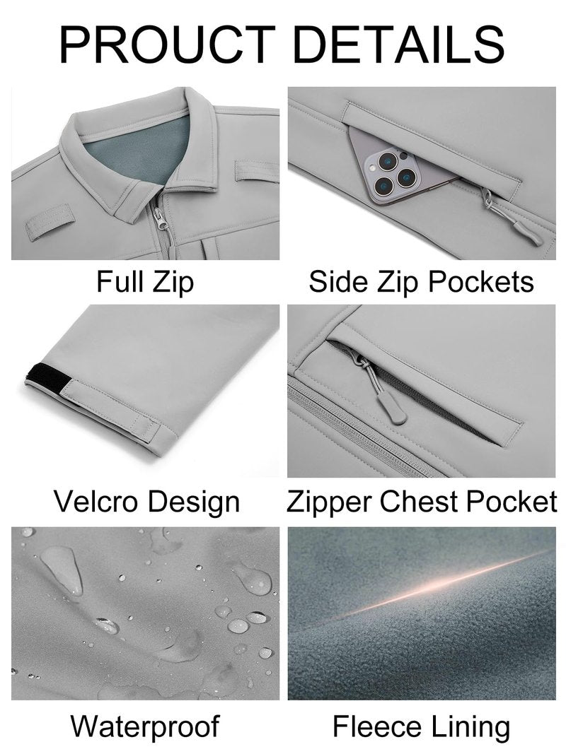 Yousify Men's Lightweight Softshell Jacket Fleece Lined Waterproof Windbreaker Tactical Jackets for Outdoor Hiking