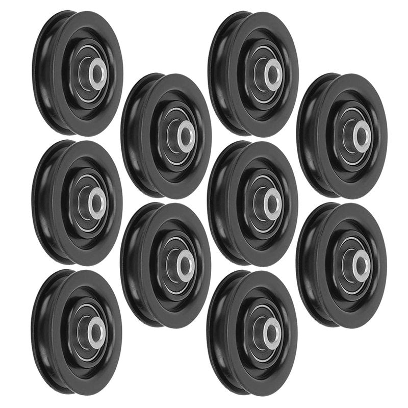 Keenso 10 Pcs/Set 75mm/2.95" Nylon Bearing Pulley Wheel,Abration Bearing Wheel for Home Gym Equipment Part Cable Machine