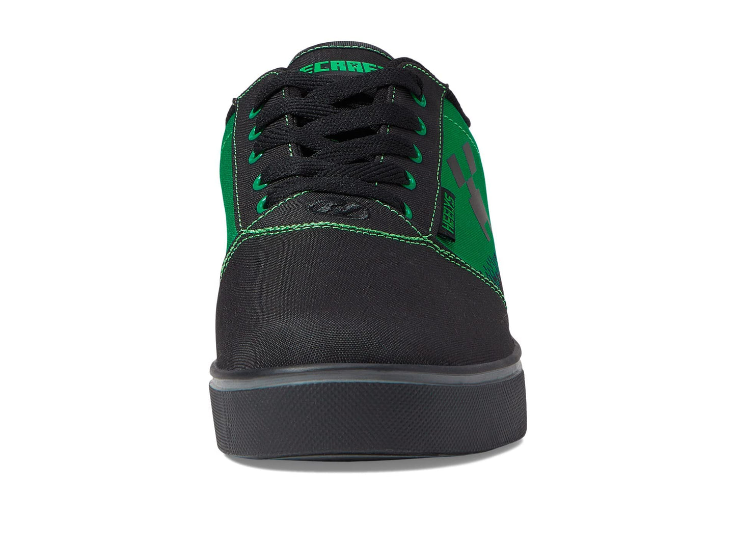 HEELYS Pro 20 Minecraft Skate Shoes for Men - Nylon Canvas Upper - Synthetic Outsole - Low-Profile Wheels Black/Neon Green Men's 12 M