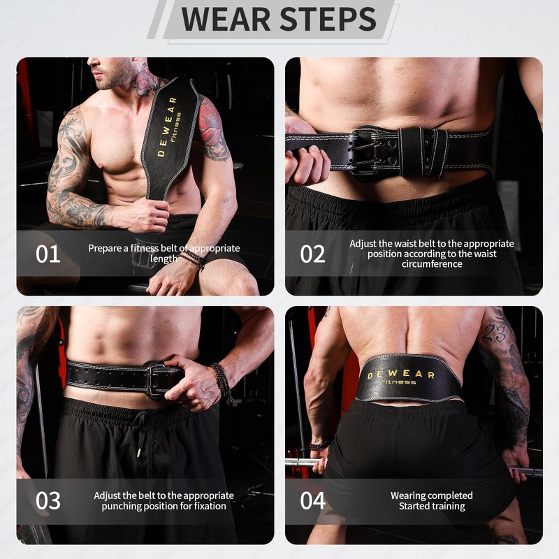 Genuine Leather Weight Lifting Belt, 4”& 6” Padded Lumbar Back Support, 10 Adjustable Holes, Gym Weight Belt Ideal for Deadlift, Powerlifting, Bodybuilding and Squat (4-Inch Brown, L (33"-37"))