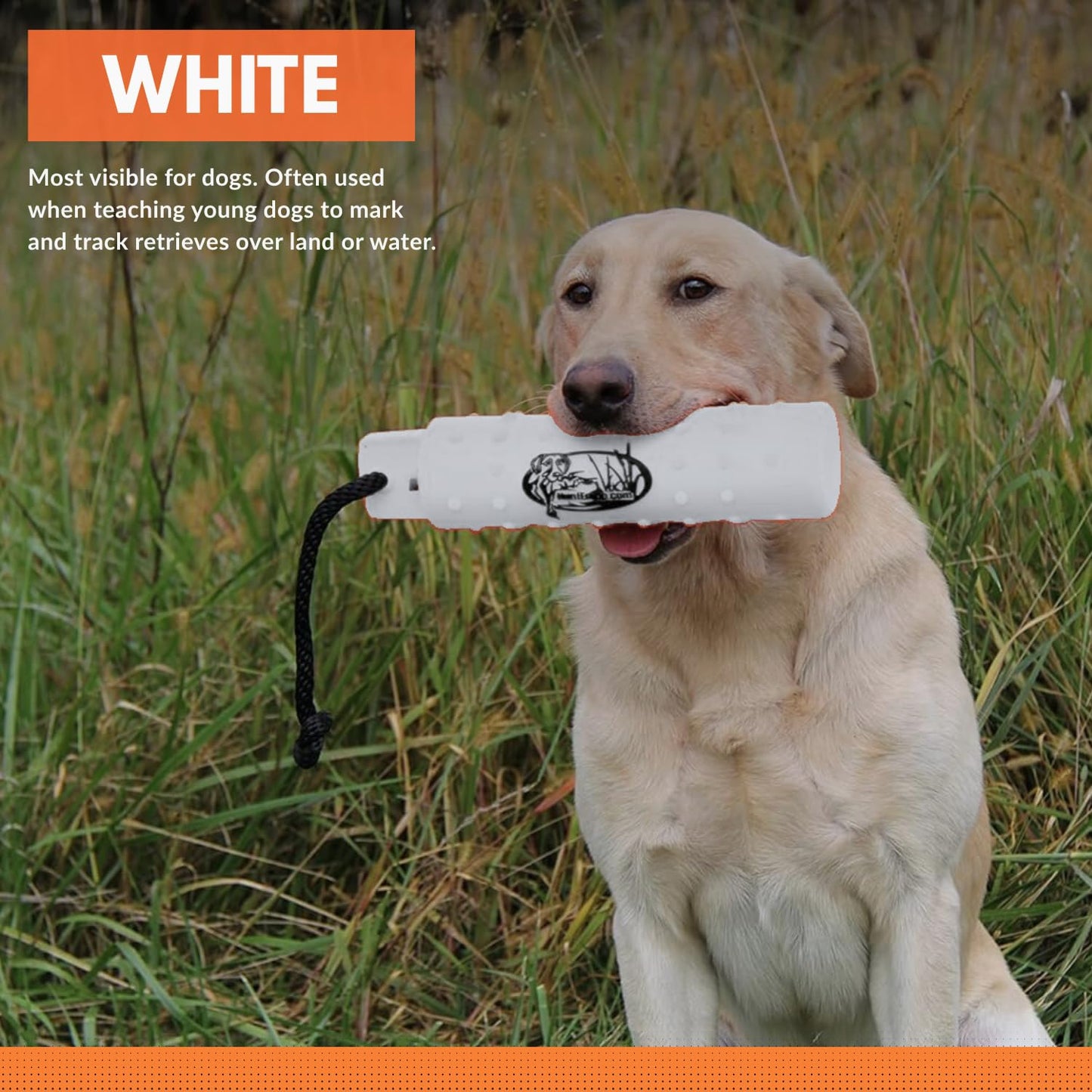 HuntEmUp 2" Plastic Dog Training Bumper – Knobby Retrieving Dummy for Retriever & Hunting Dog Training – Floating Water Training Dummy – Orange (1 Pack)