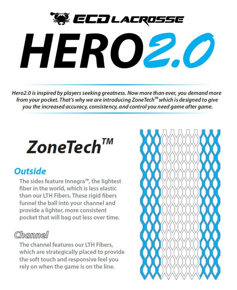 East Coast Dyes Lacrosse Hero 2.0 Mesh - Semi-Soft - Black Striker