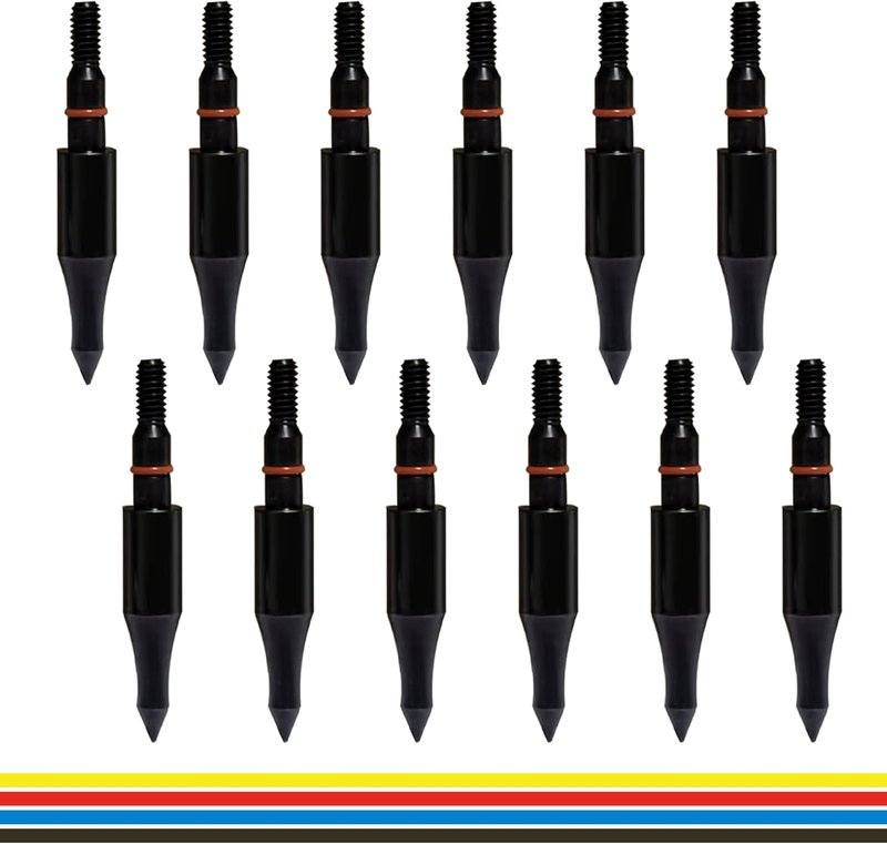 Archery Arrow Tips - 12pcs Field Points 100/125/150/200 Grain | 5/16 Inch Screw-In for Recurve & Compound Bow Target Practice