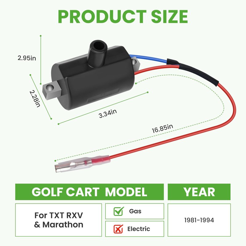 10L0L Golf Cart Ignition Coil for EZGO 2 Cycle Gas 1981-1994 Golf Cart, Replacement OEM# 23782-G1