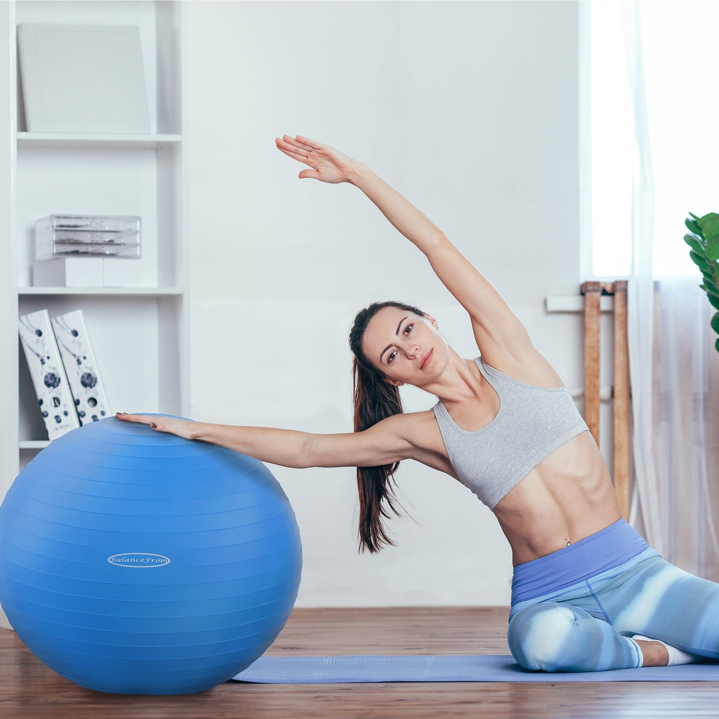 Fitvids Anti-Burst Slip Resistant Exercise Ball - 34-inch Blue – 2 – 31-34in (78-85cm), XXL – Blue