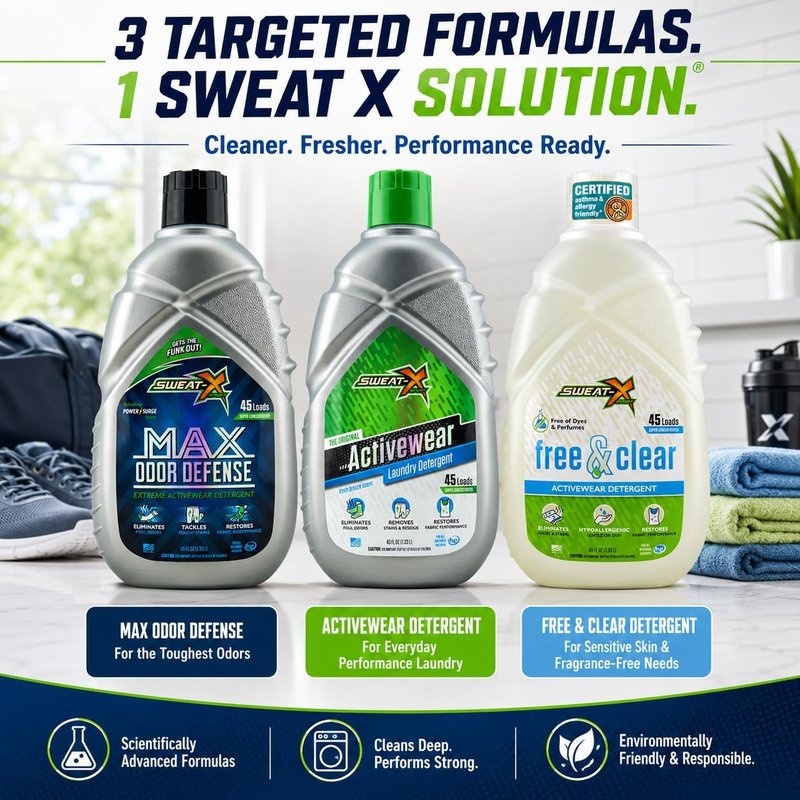 Max Odor Defense Laundry Detergent - Natural Liquid for Activewear & Sensitive Skin | 45 Loads