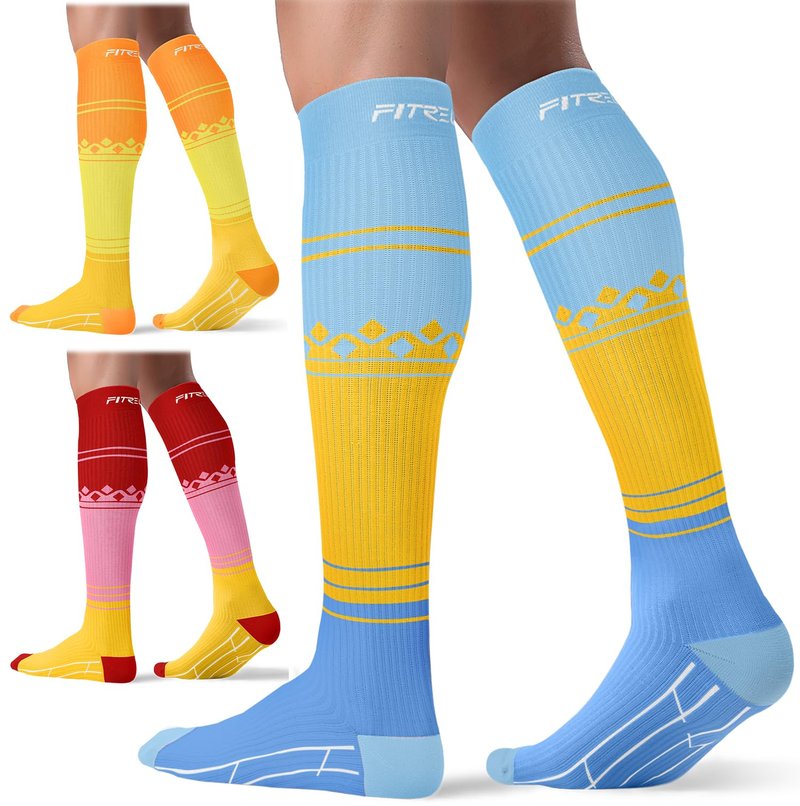 FITRELL 3 Pairs Compression Socks for Women and Men 20-30mmHg- Circulation and Muscle Support Socks for Travel, Running, Nurse, Knee High, Popsicle, L/XL