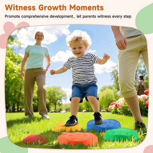 Astrell Stepping Stones for Kids - 5pcs Durable Non-Slip Toddler Stepping Stones for Promoting Toddler's Motor Balance Skills, Indoor & Outdoor Obstacle Course Game Toys for Toddler & Kids Age 3+