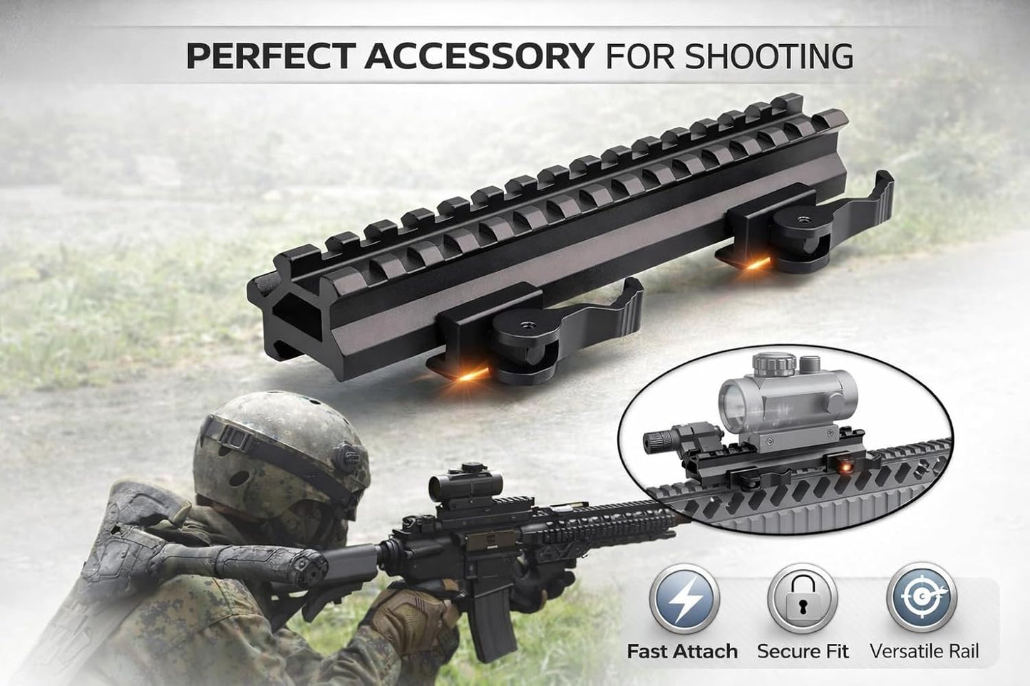 360 Tactical 1-Inch High Profile Short Riser Mount - Matte Black Picatinny for Scopes & Optics | 90° & 45° Angles
