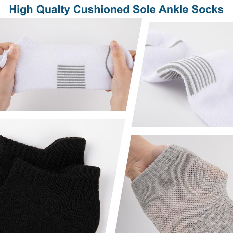 Heatuff 7 Pairs Womens Ankle Socks Athletic Cushioned Anti-Blister Running Low Cut Socks with Tab