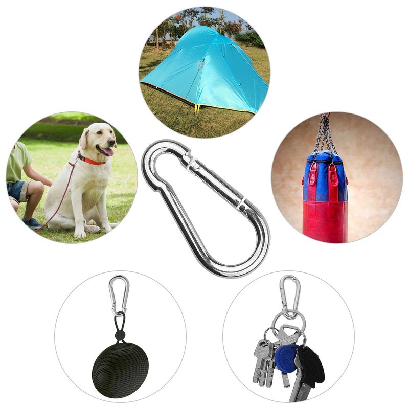 100 Pack 2 Inch Spring Snap Hook M5 Carabiner Clip Galvanized Steel 2In Small Silver Quick Link Clip Keychain for Camping, Hiking, Outdoor and Gym, M5 Bulk Heavy Duty Carabiner Clips