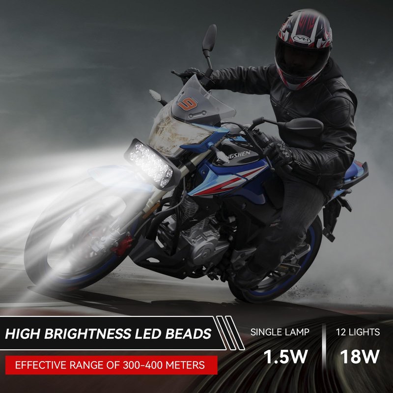 Frdhee Motorcycle LED Light, Universal High Brightness 12V-80V Electric Tricycle LED Light Headlights Conversion Light for Motorcycle, Electric Bike, Tricycle(16LED)