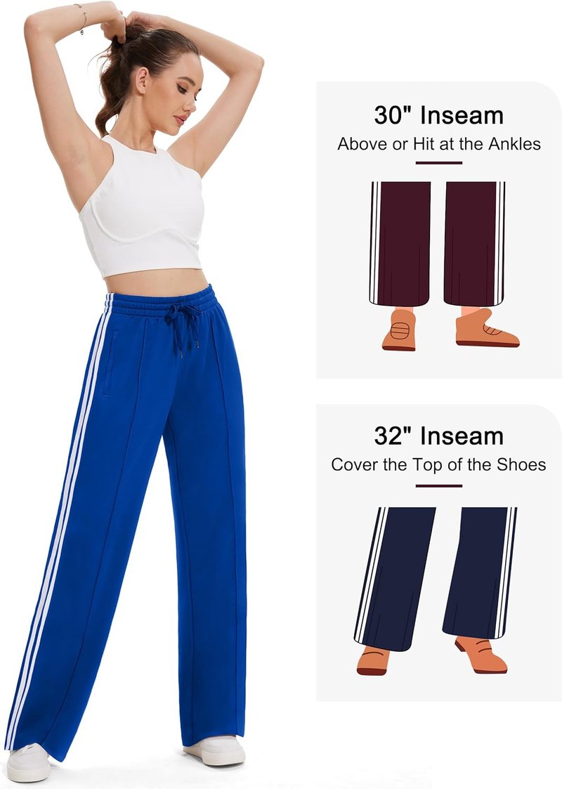 Women's Track Pants - Loose Straight Leg Jogging Sweatpants for Athletic Running | Inseam 28-36