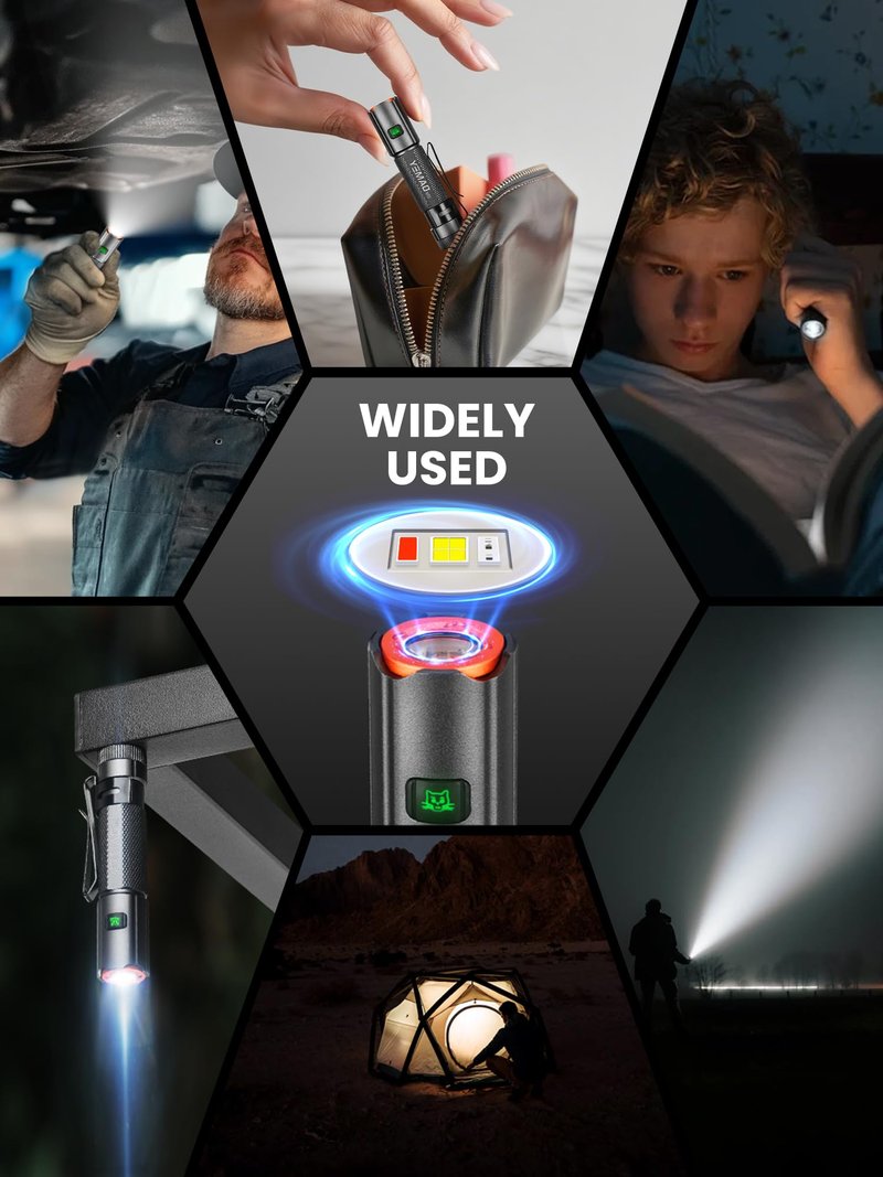 Yemao Rechargeable Flashlights 1500 Lumens EDC Flashlight,Pocket Flashlight High Lumens with Clip,Super Bright Small Flashlights, 6 Modes Flash Light for Camping, Home and Emergencies(Grey)