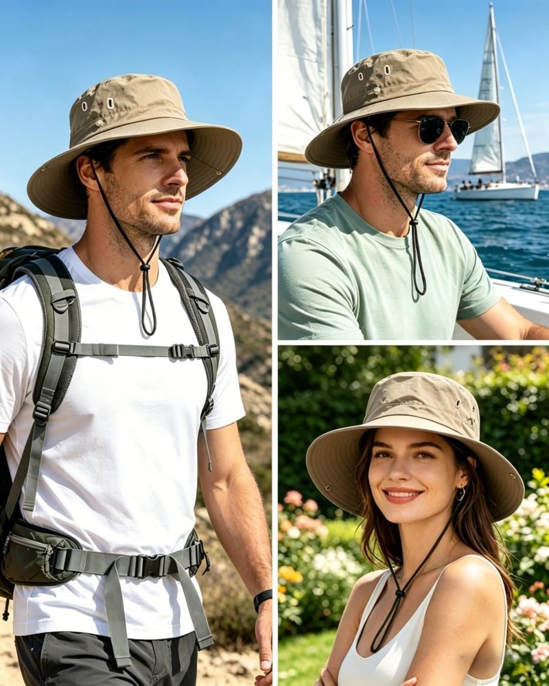 Fishing Hat - UPF 50+ Waterproof Wide Brim for Men & Women | Foldable Outdoor Safari Cap
